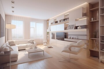 Fototapeta na wymiar AI generated high-tech interior of modern look apartment
