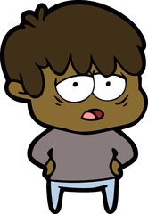 cartoon exhausted boy