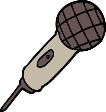 hand drawn doodle style cartoon microphone