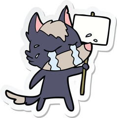 sticker of a cartoon crying wolf