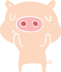 flat color style cartoon content pig