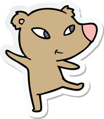 sticker of a cute cartoon bear dancing