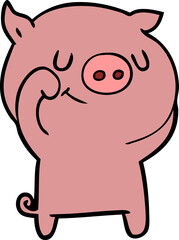 happy cartoon pig