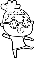 cartoon woman dancing wearing spectacles