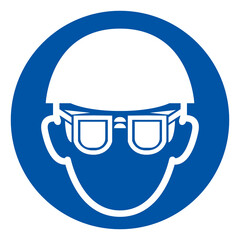Wear Hard Hat And Eye Protection Symbol Sign ,Vector Illustration, Isolate On White Background Label. EPS10
