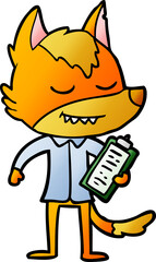 office worker fox cartoon character