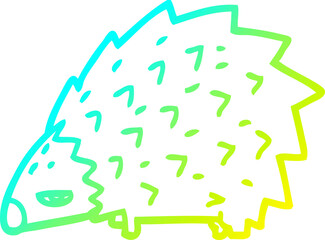 cold gradient line drawing of a cartoon angry hedgehog