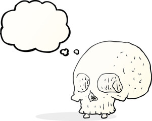 freehand drawn thought bubble cartoon old skull