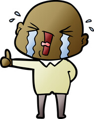 cartoon crying bald man