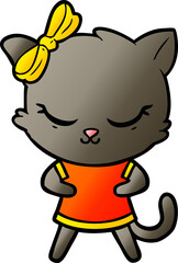 cute cartoon cat with bow