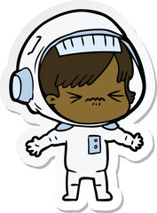 sticker of a angry cartoon space girl
