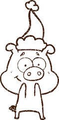 Christmas Pig Charcoal Drawing