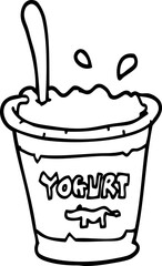 black and white cartoon yogurt
