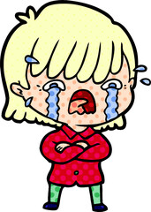 cartoon girl crying