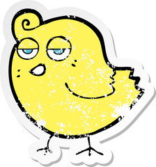 retro distressed sticker of a cartoon bird