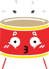 flat color retro cartoon of a drum