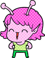 cartoon alien girl laughing