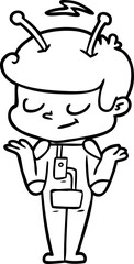 friendly cartoon spaceman shrugging