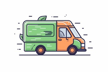Delivery service in vector style, vehicle. Beautiful illustration picture. Generative AI