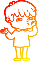 warm gradient line drawing of a cartoon man confused
