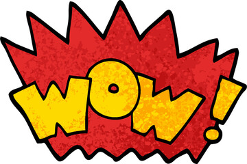 grunge textured illustration cartoon word wow