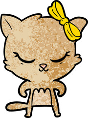 cute cartoon cat with bow