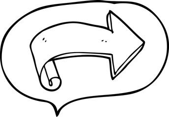 freehand drawn speech bubble cartoon arrow