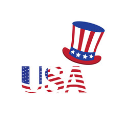 Icono de un sombrero con la bandera americana. Vector. Concepto: Patriotismo