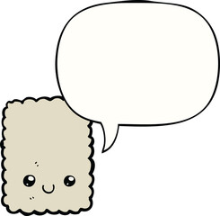cartoon biscuit with speech bubble