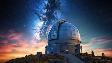 Obraz premium Explore the mysteries of the universe within the celestial observatory, where astronomers peer into the depths of space. Generated by AI.