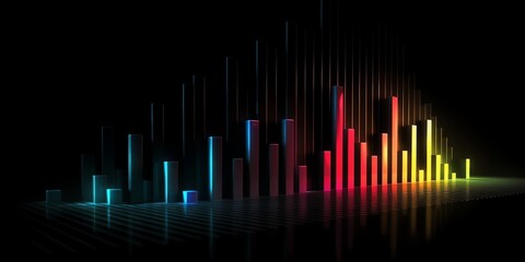 Equalizer preview wavy, illustration for product presentation template, copy space dark background. Ai generative