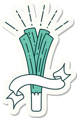 sticker of a tattoo style leek