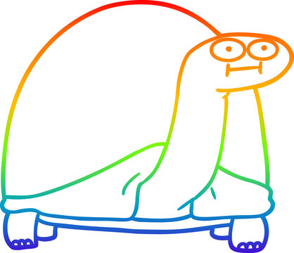 recommend clip art: rainbow gradient line drawing of a cartoon tortoise