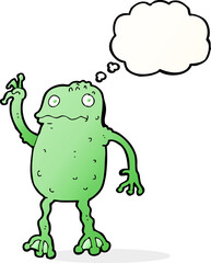 cartoon frog with thought bubble