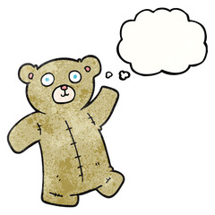 Obraz na płótnie Canvas freehand drawn thought bubble textured cartoon teddy bear