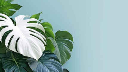 white tropical leavesfoliage plant with color space backgroud. Generative AI