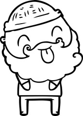 man with beard sticking out tongue