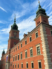 View of the Royal palace on the summer day. Close-up. Warsaw. Poland.