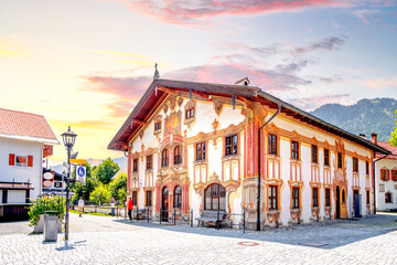 Rathaus, Altstadt, Oberammergau, Bayern, Deutschland 