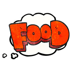 freehand drawn thought bubble textured cartoon word food