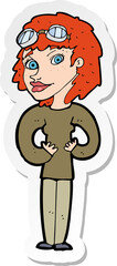 sticker of a cartoon aviator woman