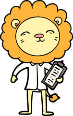 cartoon lion in business clothes