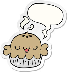 cute cartoon pie with speech bubble sticker
