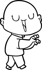 happy cartoon bald man