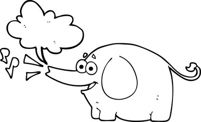 freehand drawn speech bubble cartoon trumpeting elephant