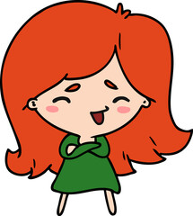 cartoon illustration of a cute kawaii girl