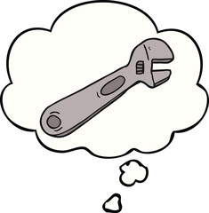 cartoon spanner with thought bubble