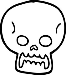 line drawing cartoon halloween skull