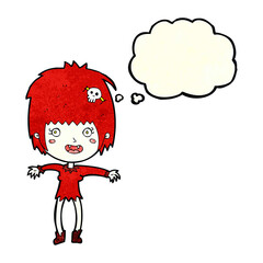 cartoon vampire girl with thought bubble