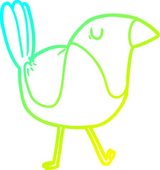 cold gradient line drawing of a cartoon bird